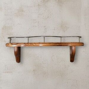 Home Interiors Vintage Wood Shelf Wall Decor Plate Display Gallery Brass Gold